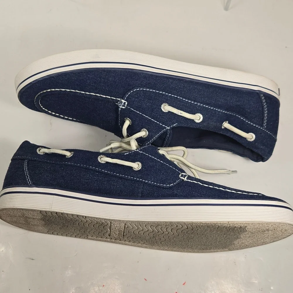 Nautica Galley Mens Denim Boat Shoes Navy Blue Textile‎ Sneakers Size 11 JMJH